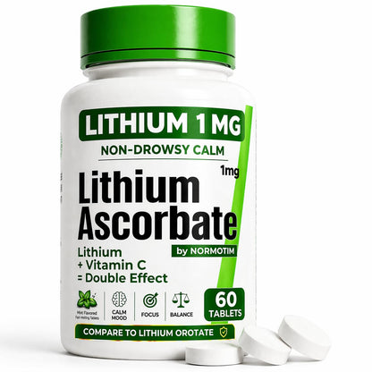 NORMOTIM Lithium Supplement 1 mg Tablets – Non-Drowsy Calm & Focus Support – Memory & Mental Clarity – Fast Dissolve – Compare to Lithium Orotate NORMOTIM