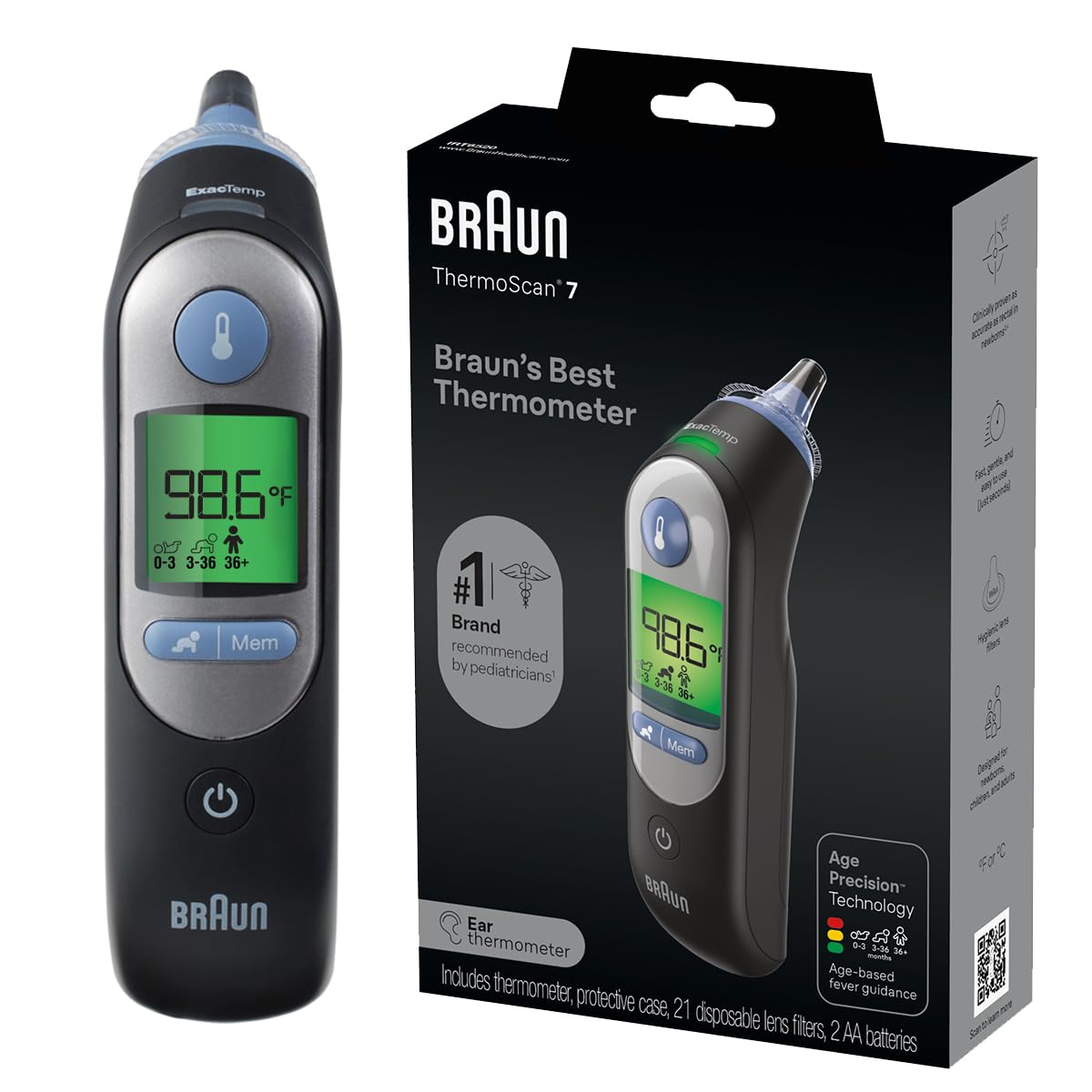 Braun ThermoScan 7 Digital Ear Thermometer for Adults, Babies & Infants, Age-Adjusted Fever Guidance, No. 1 Brand Recommended by Pediatricians Gsupps Australia