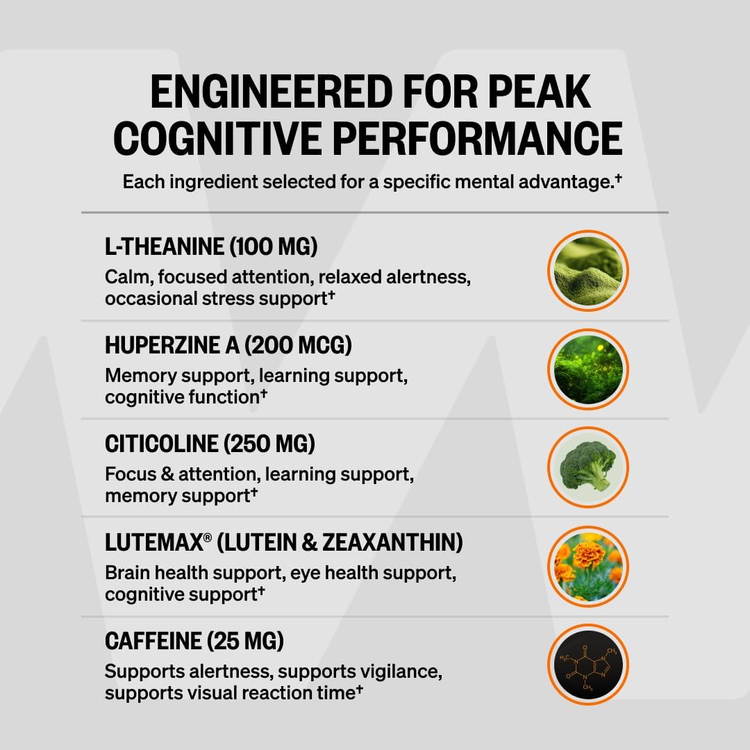 ONNIT Alpha Brain Black Label Capsules, IGEN Non-GMO Tested Citicoline Brain Supplement for Concentration and Memory, Lion’s Mane, Lutemax Lutein, L Theanine and Mucuna Pruriens, 80 Count