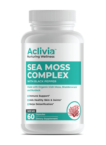 Aclivia - Organic Irish Sea Moss Capsules with Bladderwrack & Burdock Root - 102 Minerals Sea Moss Supplement - Thyroid Support, Immune Boost - Non-GMO (60 Count) Aclivia buy australia supplements