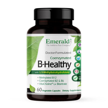 EMERALD LABS B-Healthy - Vegan Vitamin B Complex - Includes Methylated Folic Acid & Full Spectrum B Vitamins - Supports Immune, Brain & Heart Health* - 60 Vegetable Capsules EMERALD LABS