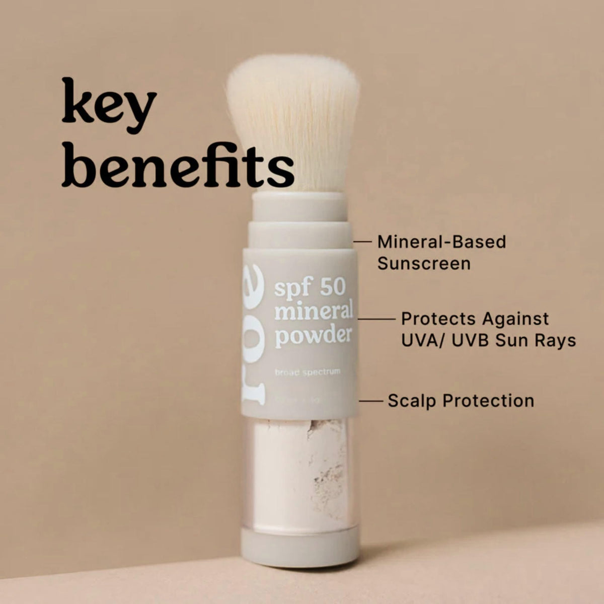 Roe Wellness- SPF 50 Powder Sunscreen Mineral-Based, Non-Toxic Brush-on For Kids, Adults & Babies | For Scalp, Face & Body (Reef Safe) Roe Wellness