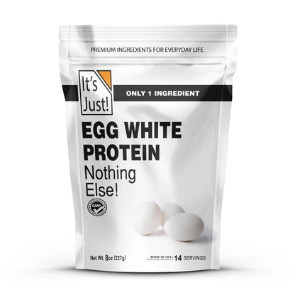 It's Just! - Egg White Protein Powder, Made in USA from Cage-Free Eggs, Dried Egg Whites (Unflavored, 8oz) It's Just!
