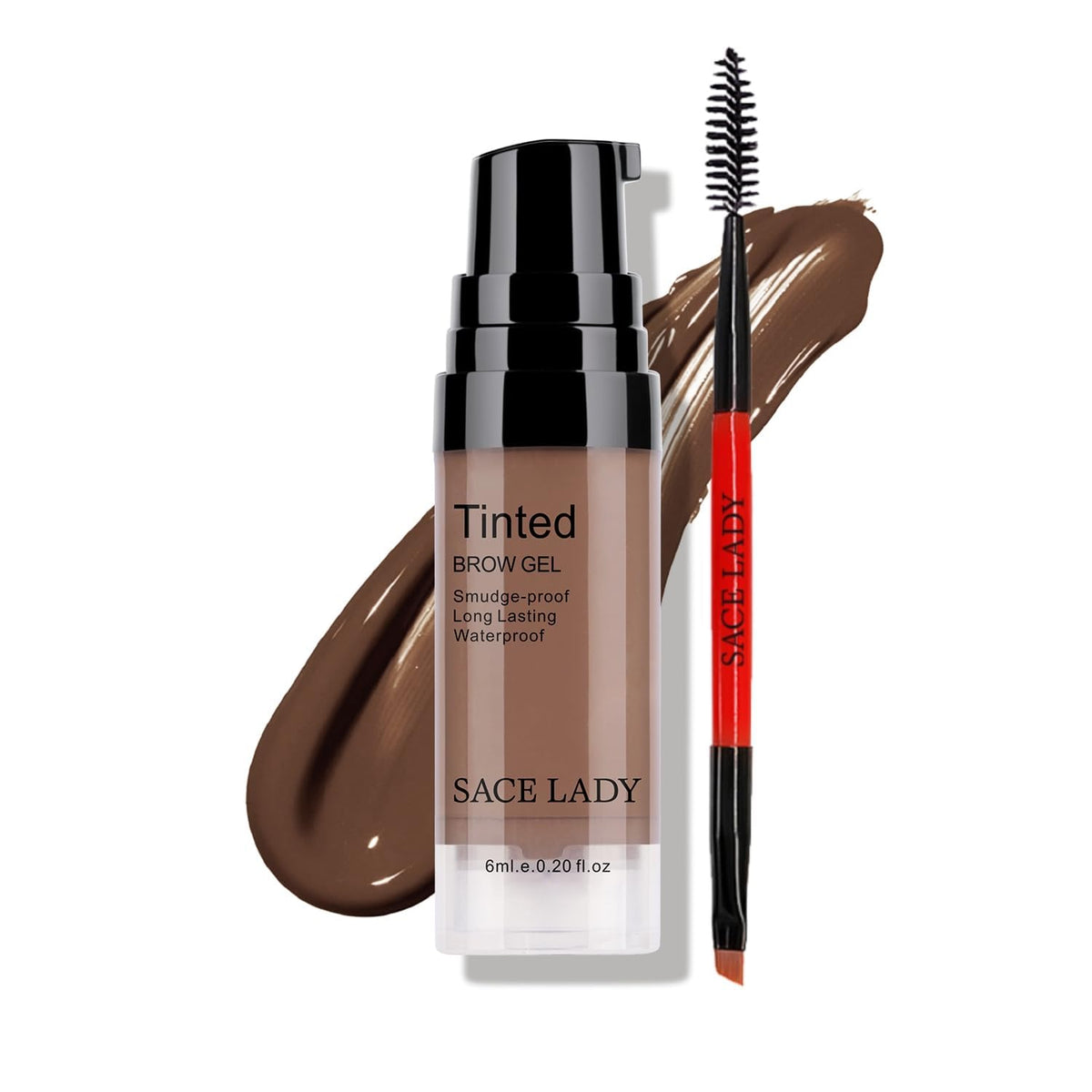 SACE LADY 3D Eyebrow Gel Waterproof, Light Brown, 0.2Fl Oz SACE LADY