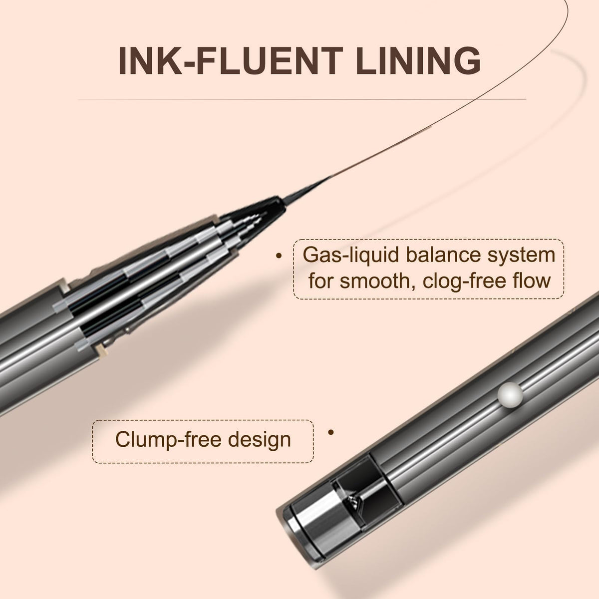 JUDYDOLL Ultra-Fine Liquid Eyeliner-Precision Tip for Wing Line, Smudge-Proof, Quick-Drying, Waterproof Eyeliner Pencil, Easy to Get Inner Corner Lined, Hooded Eyes-Friendly (#01 Black) JUDYDOLL