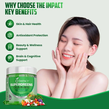 IMPACT Fiber Gummies for Adults, Women & Kids – Supergreens Veggies Daily High Fiber Gummies, for Gut Health & Immunity, Vegetarian Gummy Fiber Supplement, IMPACT