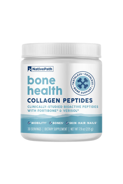 NativePath Bone Health Collagen Peptides, Type 1 & 3, with Fortibone and Verisol, 7.9 Ounce, 30 Servings NativePath