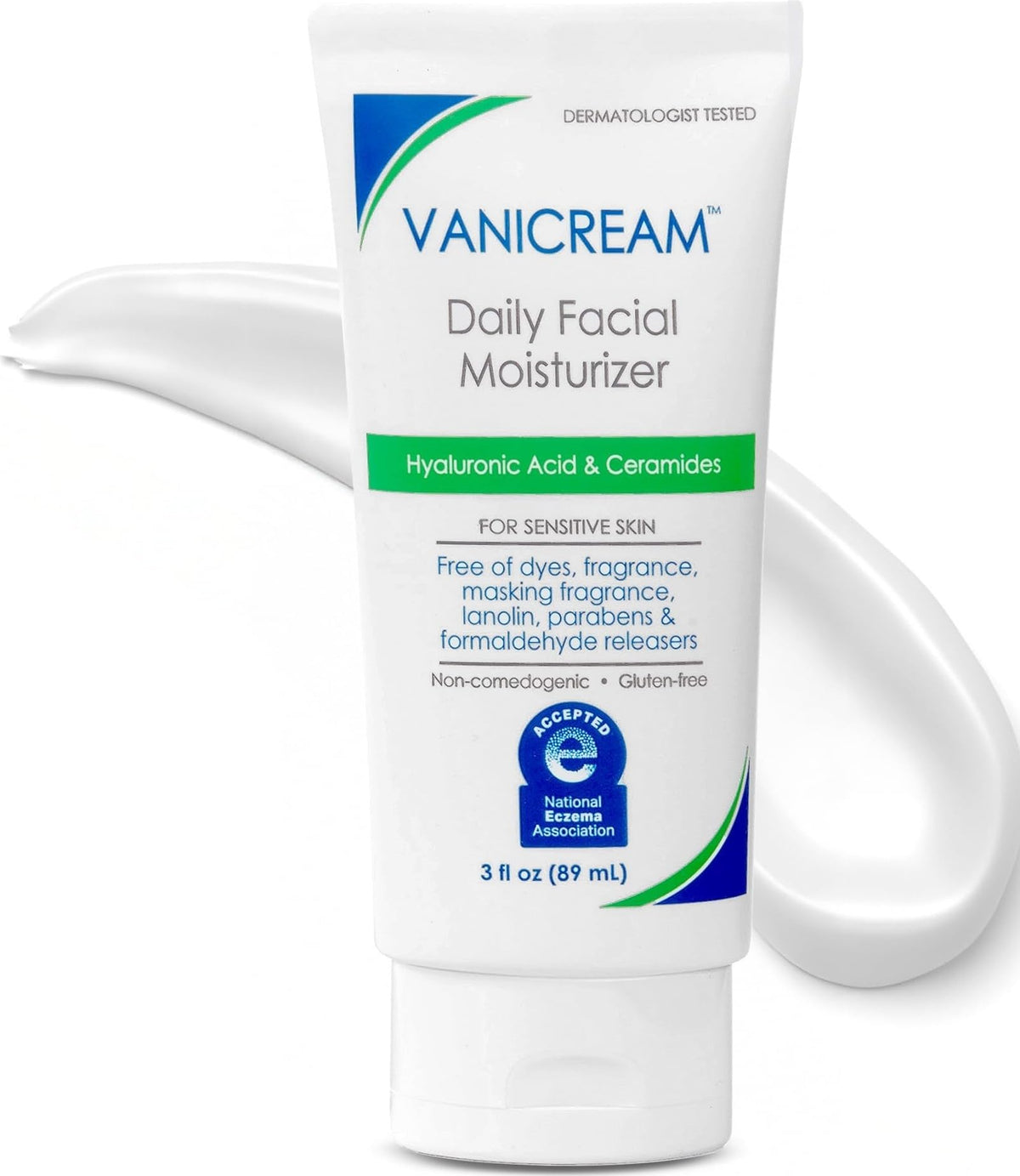 Vanicream Daily Facial Moisturizer, Face Cream with 5 Key Cermides & Hyaluronic Acid, 3 Fl Oz, Formulated Without Common Irritants for Sensitive Skin, Lightweight, Non-Greasy Hydration Vanicream