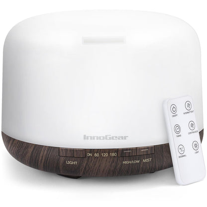 InnoGear 500ml Essential Oil Diffuser with Remote Control, Premium Ultrasonic Aromatherapy