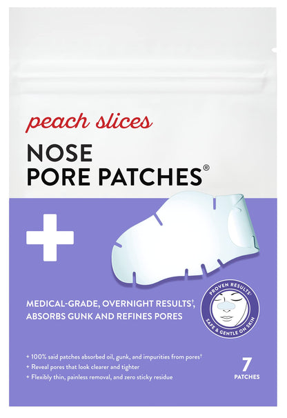 Peach Slices - Nose Pore Patches (7 ct) - Overnight Blackhead Remover - Pore Strips - Absorbs Gunk - Thin, Flexible & Painless - Hydrocolloid Patches - Vegan & Cruelty Free - Korean Skin Care & Beauty Peach Slices