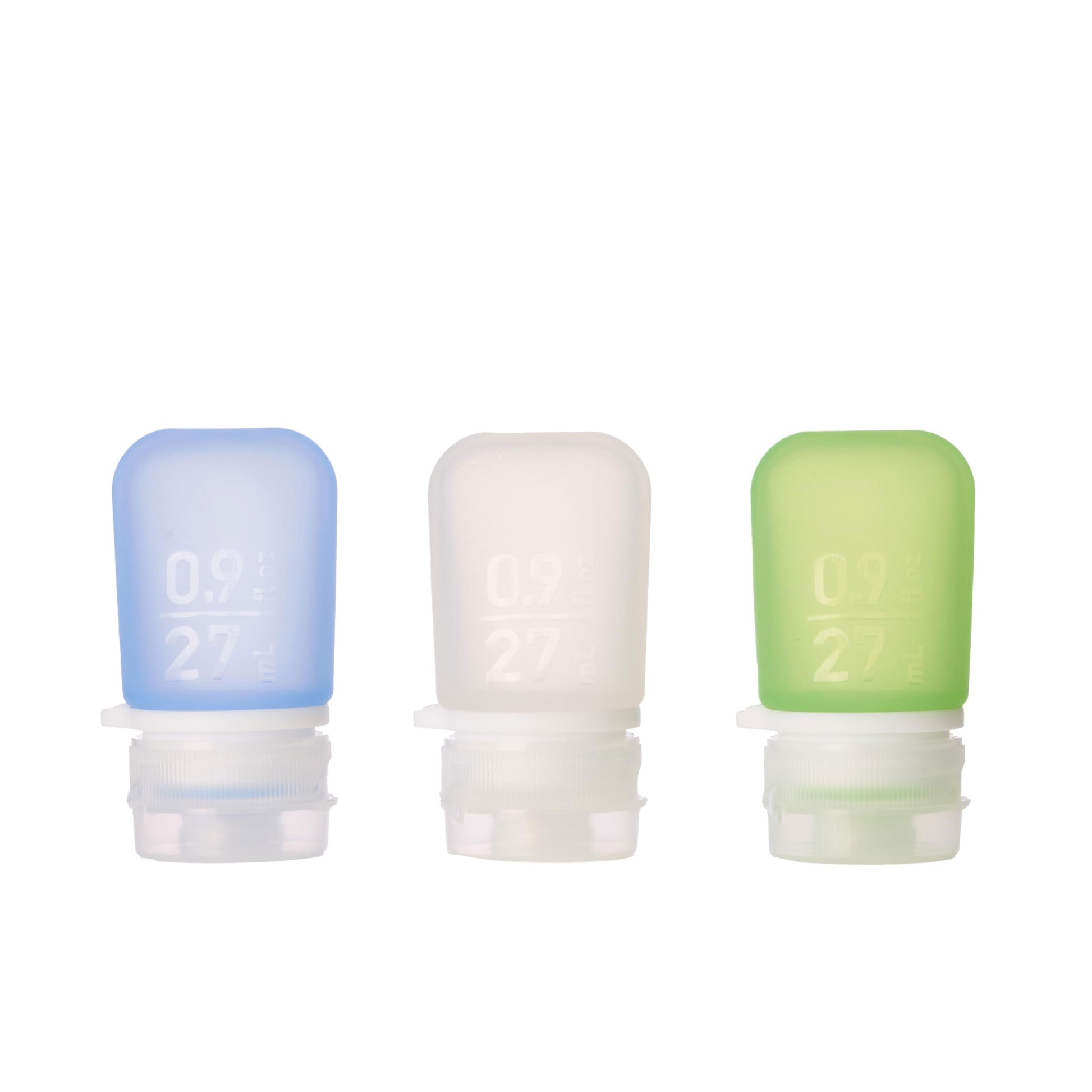 humangear GoToob+ 3-Pack, Large (3.4 fl oz), Clear/Purple/Teal | Refillable & Leak-Proof Silicone Travel Size Bottles with Locking Cap for Toiletries, Camping & TSA Carry-On Gsupps Australia