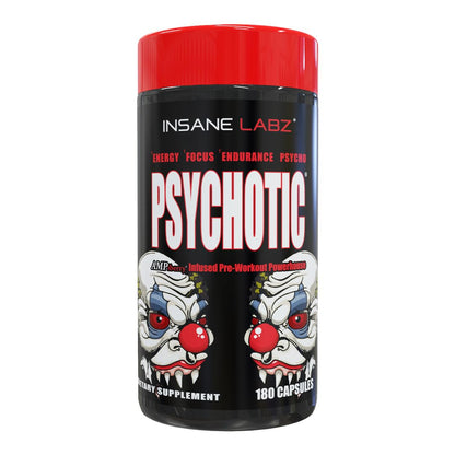 Insane Labz Psychotic, High Stimulant Pre Workout Powder, Extreme Lasting Energy, Focus and Endurance with Beta Alanine, Creatine Monohydrate DMAE, 35 Srvgs (Fruit Punch)