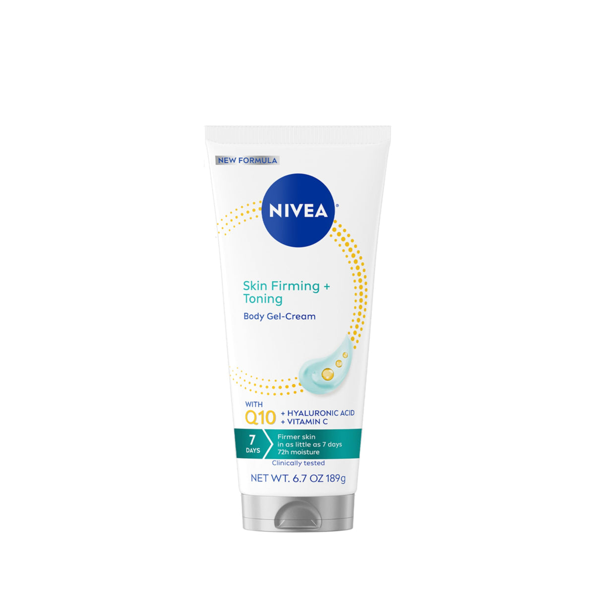 NIVEA Skin Firming & Toning Body Gel Cream with Q10, Hyaluronic Acid and Vitamin C, Clinically Tested Skin Firming & Toning Cream, 72-Hour Moisture, 6.7 Oz Tube NIVEA