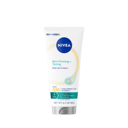NIVEA Skin Firming & Toning Body Gel Cream with Q10, Hyaluronic Acid and Vitamin C, Clinically Tested Skin Firming & Toning Cream, 72-Hour Moisture, 6.7 Oz Tube NIVEA