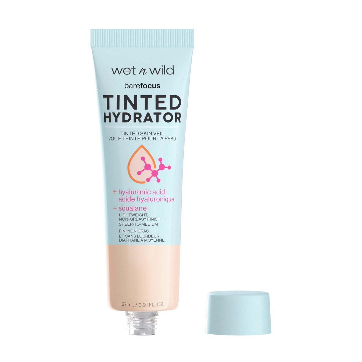 wet n wild Bare Focus Tinted Hydrator Tinted Skin Veil, Lightweight Buildable Coverage with Hyaluronic Acid & Vegan Squalane, Sheer-to-Medium Coverage, Semi-Matte Finish, Cruelty-Free - Light Medium wet n wild