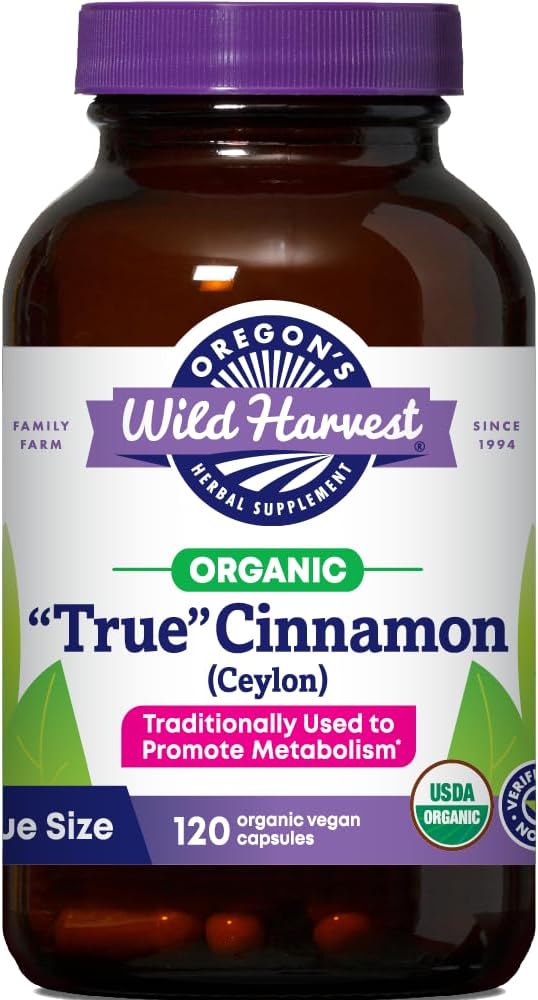 Oregon's Wild Harvest Organic True Cinnamon Ceylon 120 Count Vegan Capsules Gsupps Australia