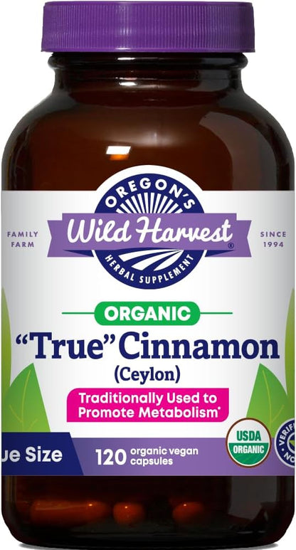 Oregon's Wild Harvest Organic True Cinnamon Ceylon 120 Count Vegan Capsules Gsupps Australia