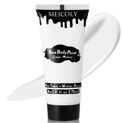 MEICOLY White Cream Face Body Paint,2.37Oz Large Tube Clown White Makeup,Water Based Full Body Paint for Adults and Kids,Halloween SFX Skull Joker Zombie Vampire Skeleton Goth Cosplay Mime Makeup MEICOLY