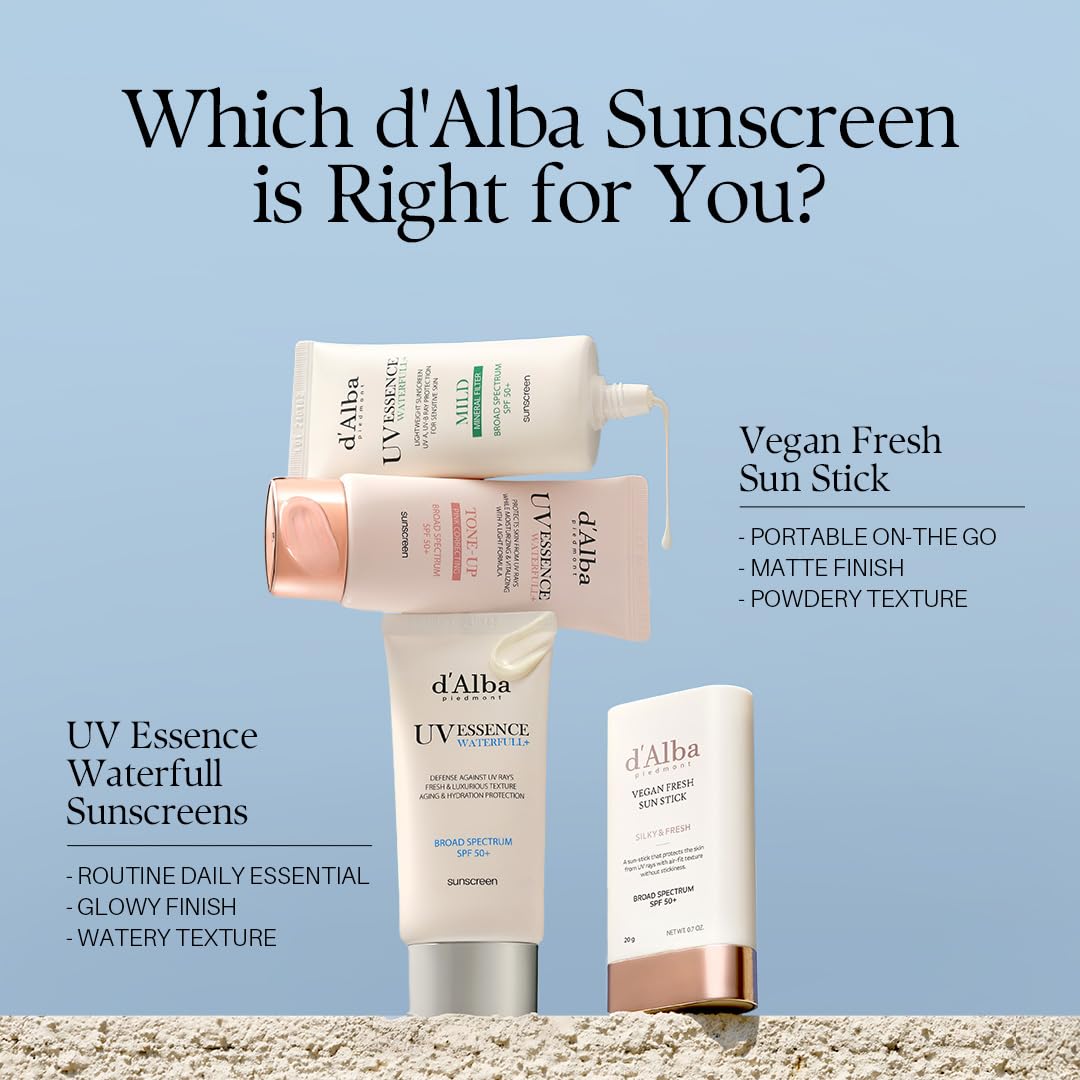 d'alba Piedmont Air Fit Fresh Sun Stick, OTC BROAD SPECTRUM SPF 50+, Non-Sticky On-the-Go Sun Protection, Outdoor Essential Vegan Sun Stick, Silky & Fresh, Korean Skin Care (0.7 Oz.) d'alba Piedmont