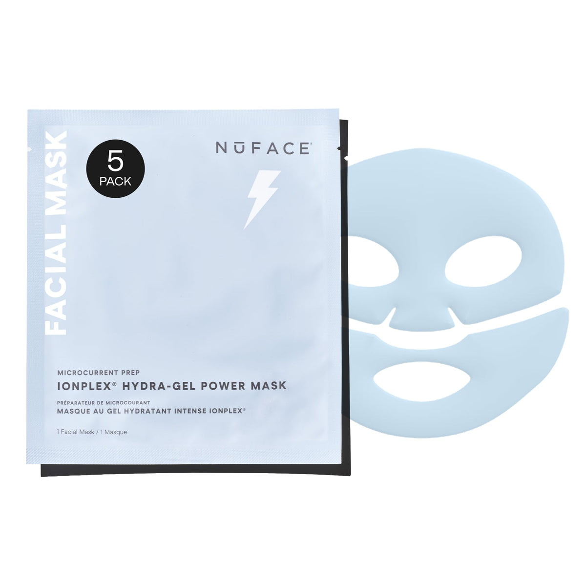 NuFACE IonPlex Hydra-Gel Power Mask - Hydrating Korean Face Mask, 2-Piece Cooling Skincare Sheets + Allantoin & Glycerin for Dewy, Glass Skin - Plumps & Smooths Fine Lines - Vegan K-Beauty, 5 Count NuFACE