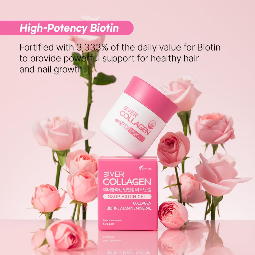 Ever Collagen in&UP Biotin Cell, Low Molecular Marine Fish Collagen Peptides Tablets with Vitamin Selenium Supplements - Healthy Skin, Hair, Nail for Women - Antioxidant Supplement EVER COLLAGEN TIME buy australia supplements