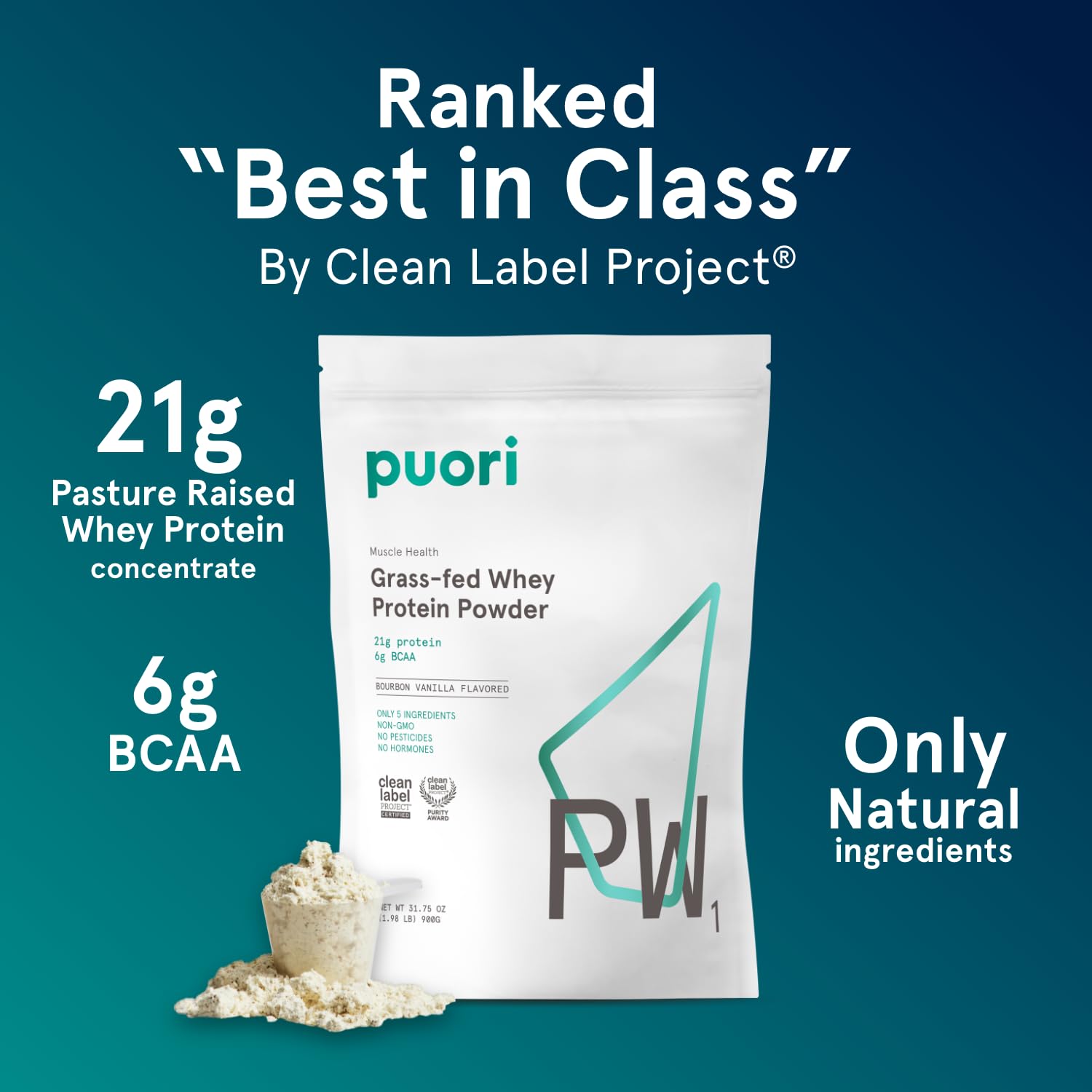 Puori Whey Protein Powder, Bourbon Vanilla - PW1 Pasture-Raised, Grass-Fed Whey Protein Powder Drink Mix containing BCAA Amino Acids - Post-Workout Supplement Puori buy australia supplements