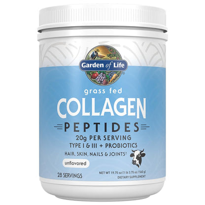 Garden of Life Grass Fed Collagen Peptides Powder Unflavored Collagen Powder for Hair Skin Nails Joints, Hydrolyzed Collagen Protein Supplements Garden of Life