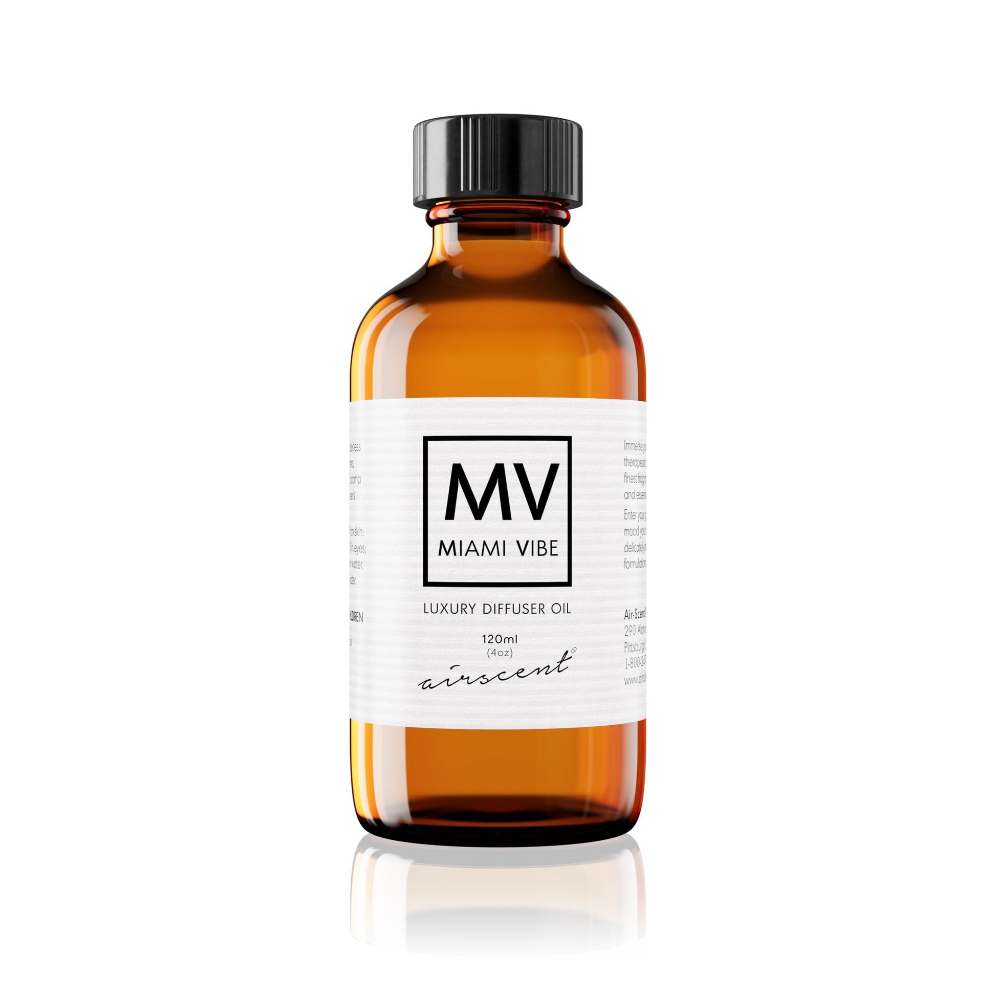 Miami Vibe Diffuser Oil - Air-Scent Fragrance for Aroma Oil Diffusers - 120 Milliliter (4 fl oz) Bottle 