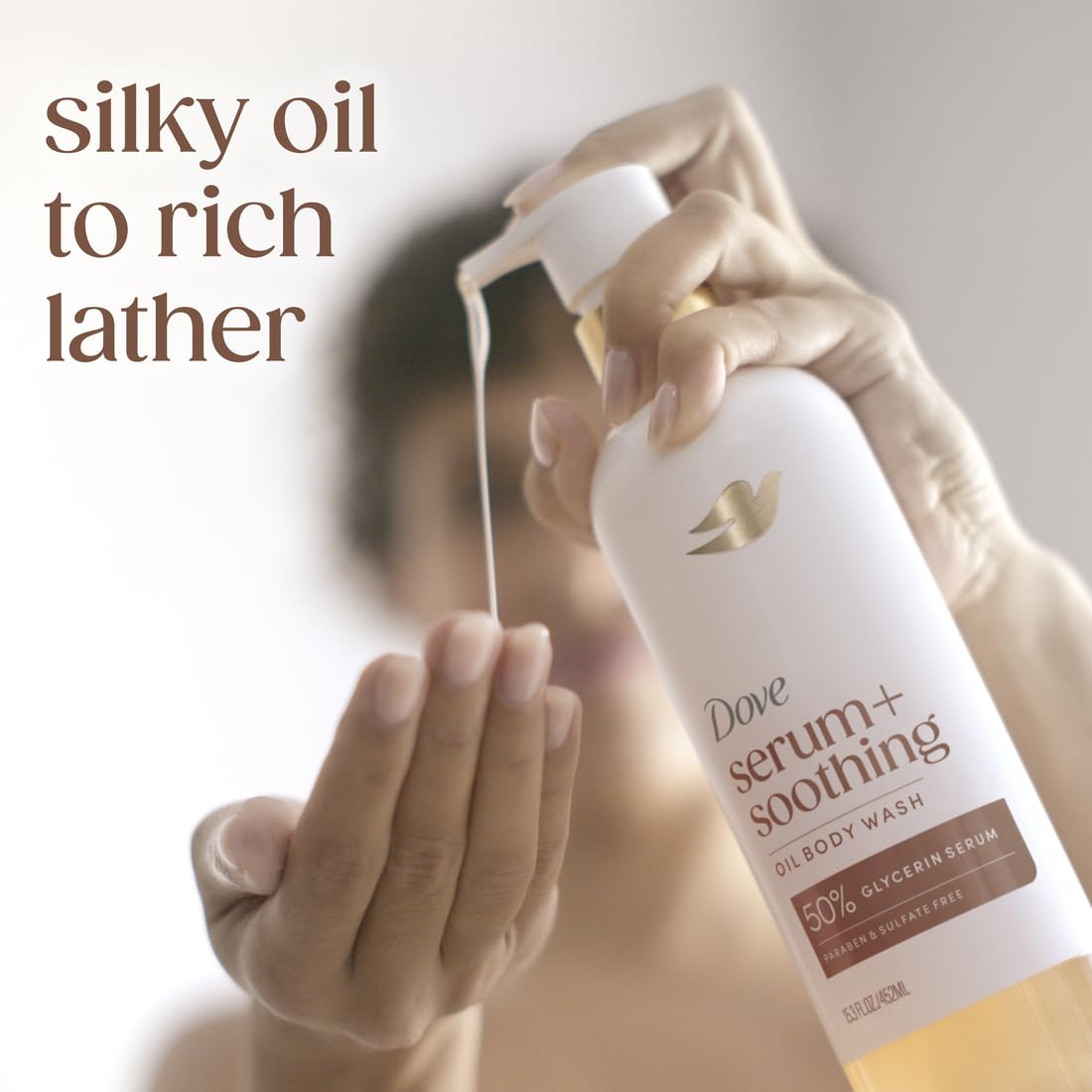 Dove Serum+ Soothing Oil Body Wash, Almond & Oil Sandalwood, 15.3 fl oz Dove