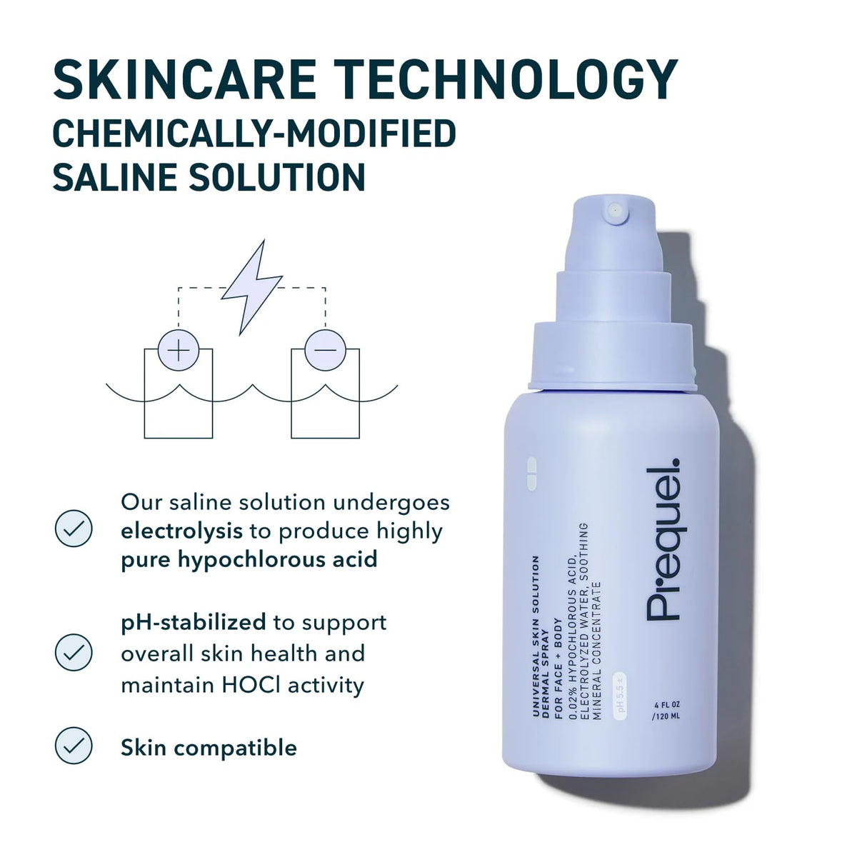 Prequel Skin Hypochlorous Acid Spray - HOCL Facial Mist Minerals 4oz Prequel
