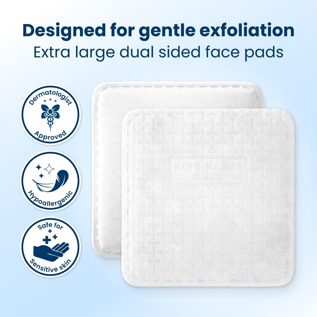 Clean Skin Club Clean² Pads 2.0 [NEW & Improved Edges] Guaranteed Not to Shed & Tear, Unique Triple Layers, Textured Side & Ultra Soft Side CLEAN SKIN CLUB