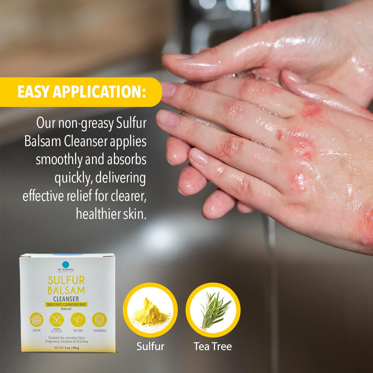 Dr. Robaina Sulfur Balsam Cleansing Bar – Face & Body Soap for Oily, Acne-Prone or Itchy Skin – Gently Exfoliates, Calms Redness & Removes Excess Oil – Tea Tree, Calendula & Shea, 4 oz Dr. Robaina buy australia supplements