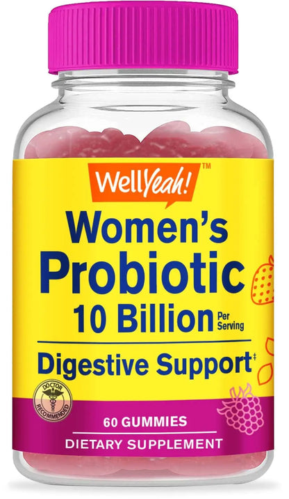 WellYeah Probiotics for Women Gummies - 10 Billion CFU - for Digestive Support, Gut Health, and Feminine Health Support - Natural Sourced Flavors - Vegan WellYeah