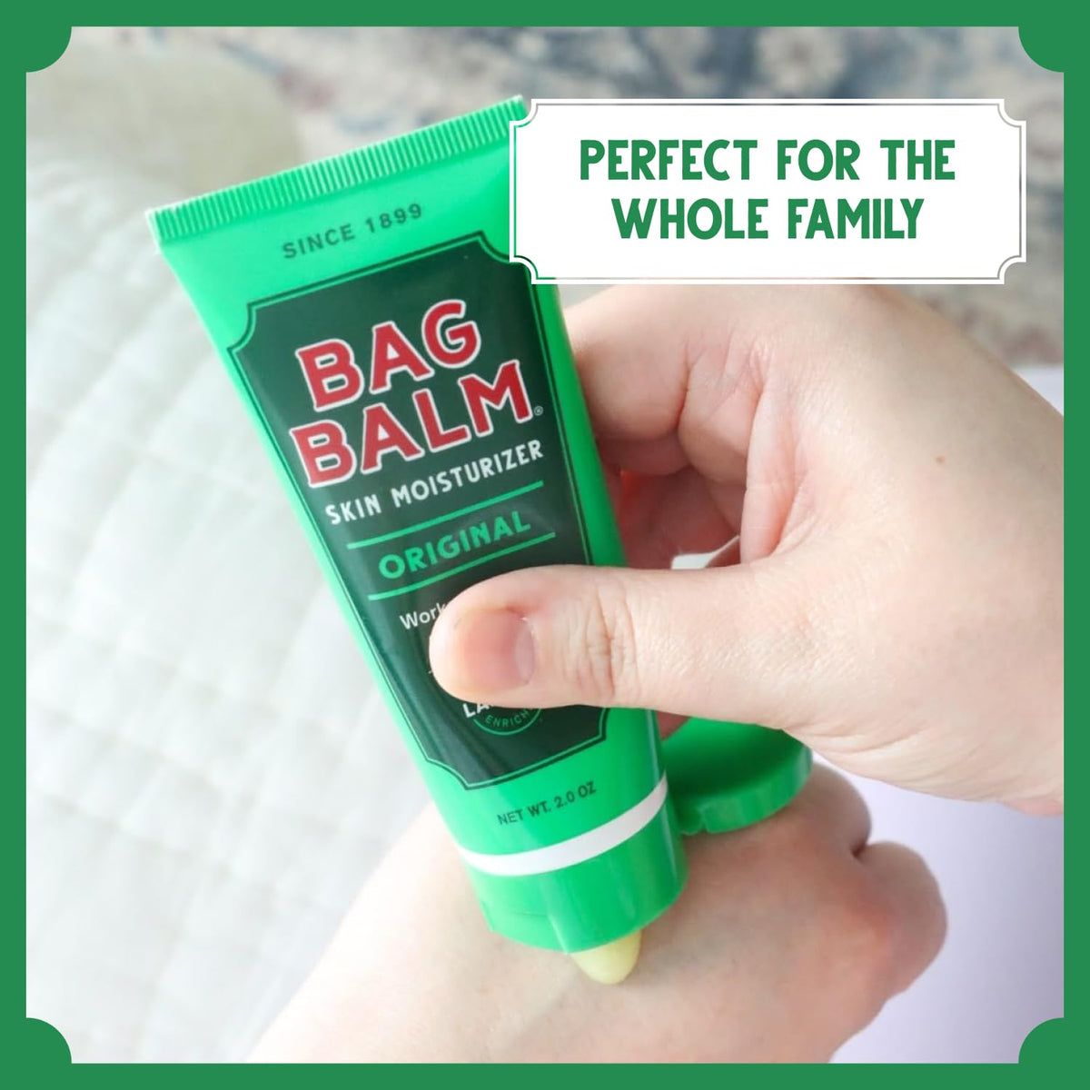 Bag Balm Vermont's Original Hand Moisturizer, Hand Balm for Dry Skin, Cracked Hands, Heels & Dry Hands Treatment, For Dogs and More Ointment, Dry Skin Lotion (2oz Tube (Pack of 2)) Bag Balm