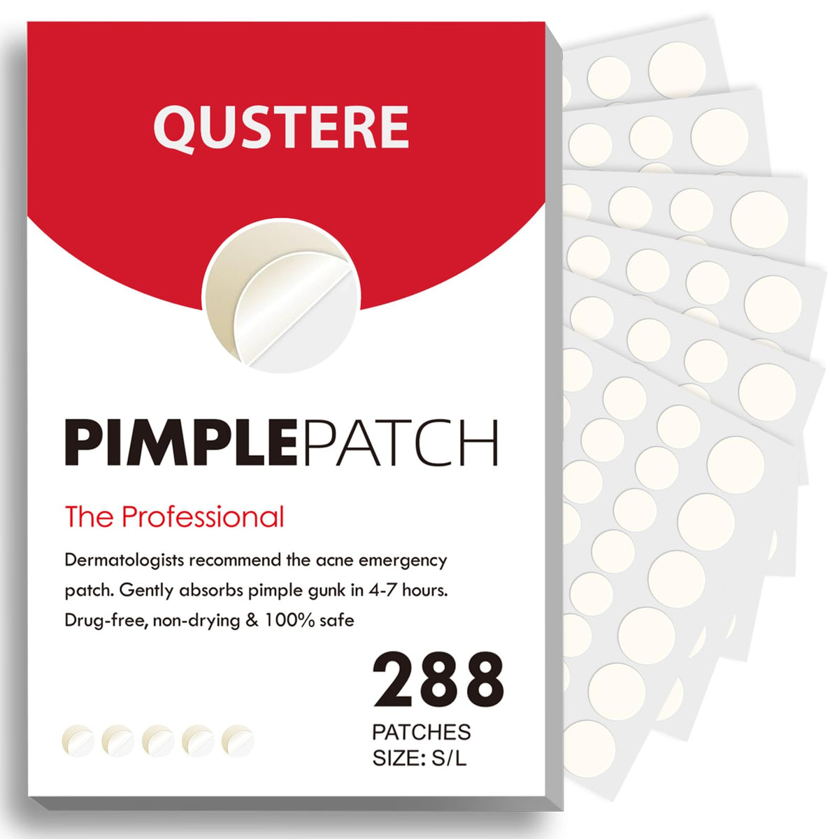 QUSTERE Pimple Patches for Face, Hydrocolloid Acne Patches, Cute Round Shape Zit Covers, Spot Stickers with Tea Tree, Salicylic Acid & Cica Oil| 2 Sizes (9mm, 12mm) |288 Count QUSTERE