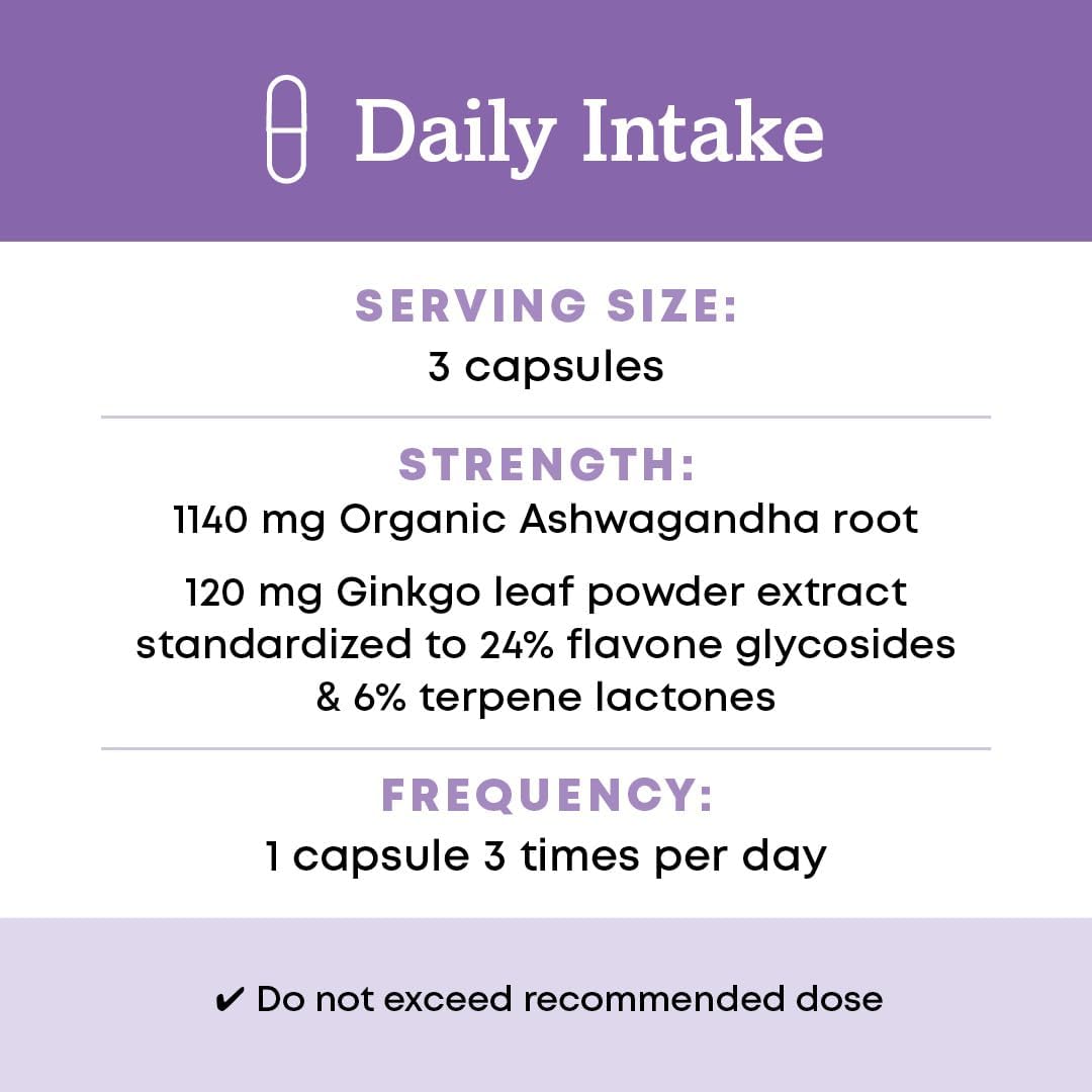 Oregon's Wild Harvest Ashwagandha Ginkgo Organic Non-GMO Herbal Supplements Vegan Plant sourced Capsules | Support for Calm and Relaxed Mind, 90 Count Gsupps Australia