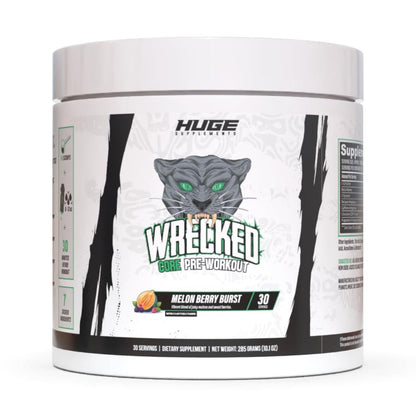 Wrecked Core - All-in-One Pre-Workout Supplement for Men & Women, Increase Energy, Focus & Pumps with L-Citrulline, Beta-Alanine, L-Tyrosine & More (30 Servings) - Blue Raspberry