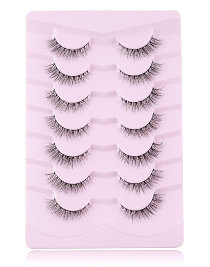 Onlyall Natural Lashes Wispy Lashes Natural Look False Eyelashes Soft Fluffy Fake Eyelashes 7 Pairs D1 Natural (6-13MM) Onlyall