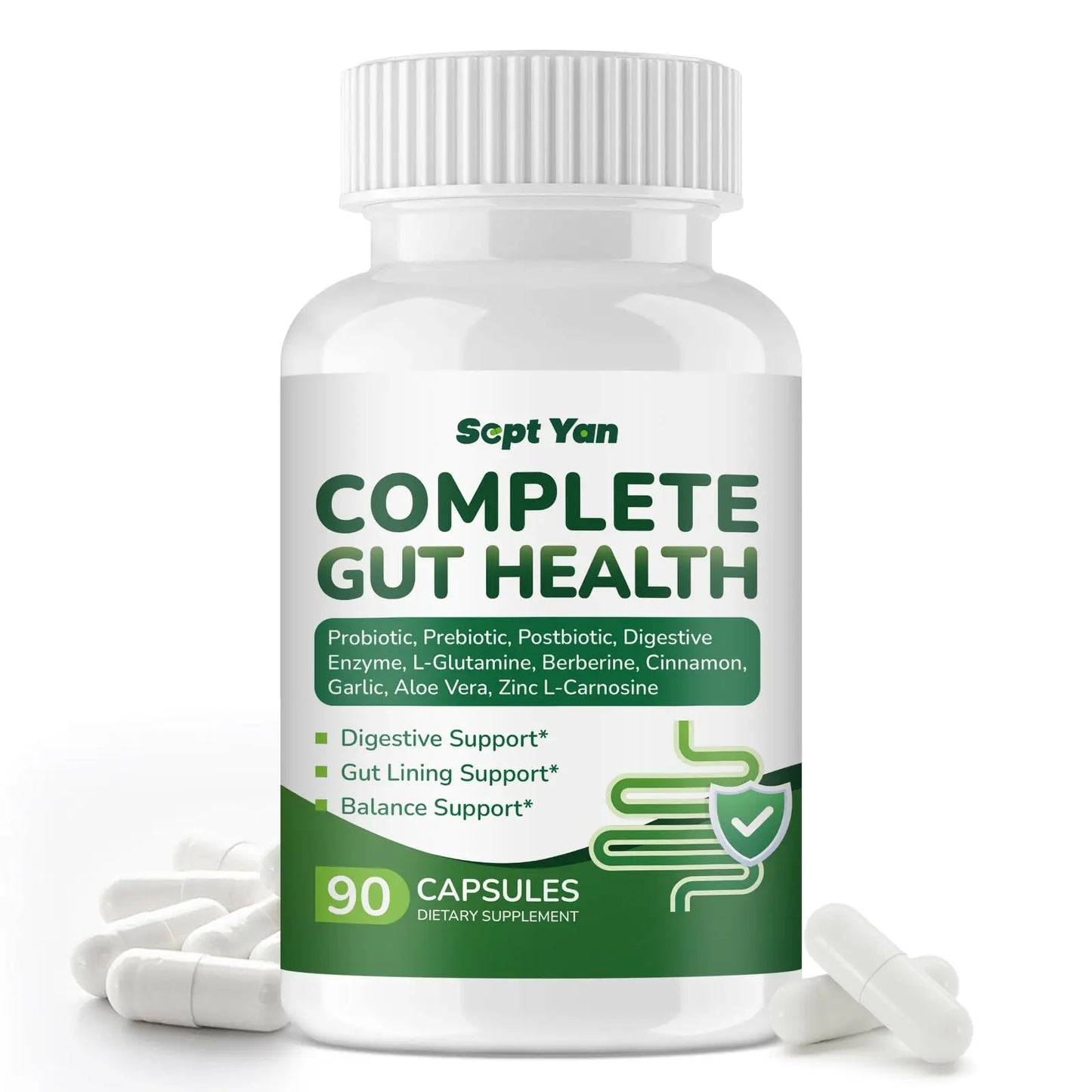 SEPT YAN Gut Health Supplement with Prebiotics, Postbiotics & Probiotics for Digestive Health for Women & Men, 80 Billion CFU Probiotics for Gut and Digestion SEPT YAN