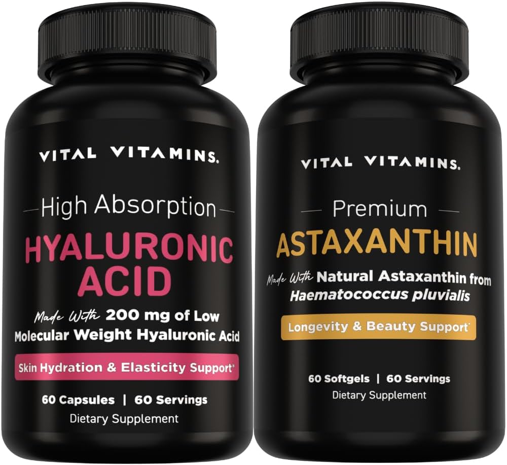 Vital Vitamins Pure Hyaluronic Acid 60 ct + Astaxanthin 60 ct Gsupps Australia