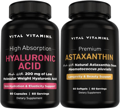Vital Vitamins Pure Hyaluronic Acid 60 ct + Astaxanthin 60 ct Gsupps Australia