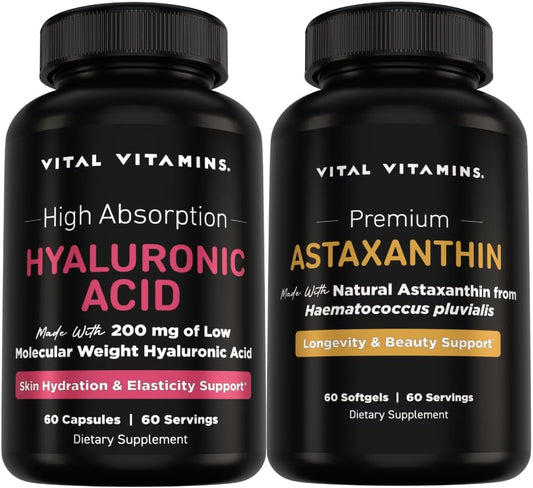 Vital Vitamins Pure Hyaluronic Acid 60 ct + Astaxanthin 60 ct Gsupps Australia