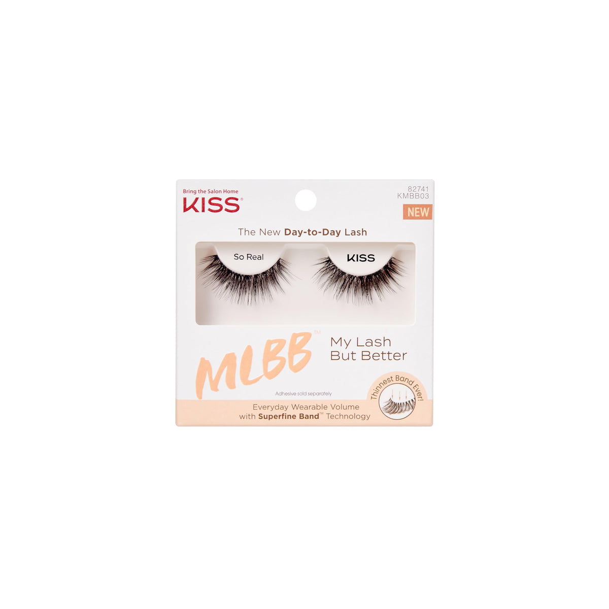 Kiss MLBB False Eyelashes, My Lash But Better, So Real, 1 Pair, 12mm, Lightweight, Stylish, Everyday Wear Strip Lashes, Superfine Band Technology, Reusable Eyelashes Natural Look KISS