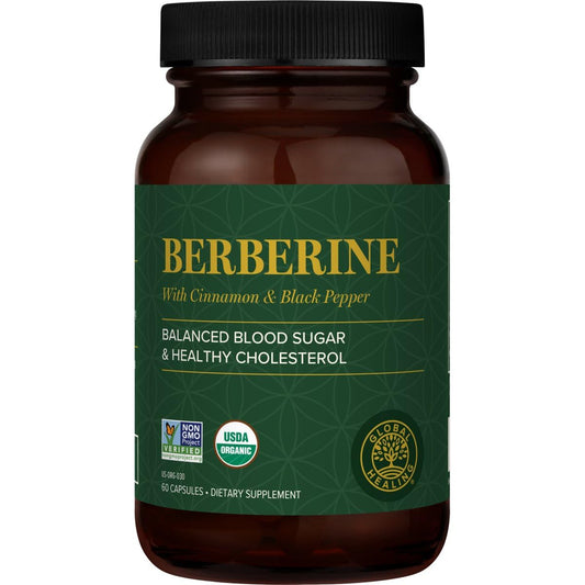 Global Healing Center - Organic Berberine (Berberina) with Ceylon Cinnamon & Black Pepper, 1200 mg- Extra Strength Berberine Supplement & Complex for Weight Loss (60 Capsules)