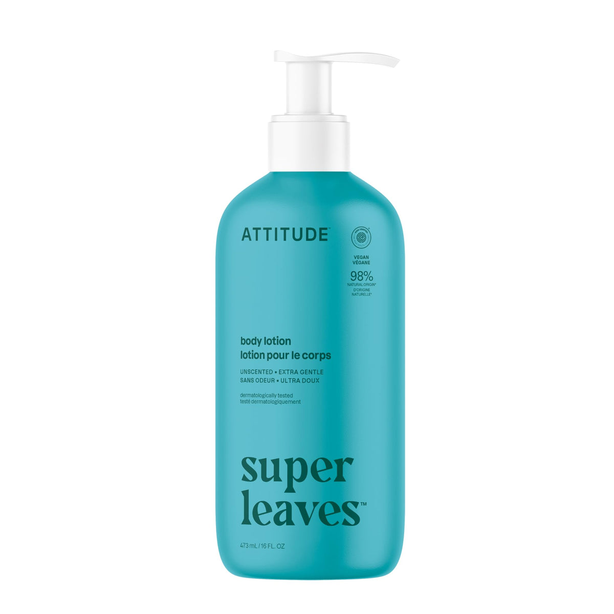 ATTITUDE Body Lotion, EWG Verified Moisturizer, Vegan Skin Care Products, Non-Greasy, Hydrating for Dry Skin, Cruelty Free, Extra Gentle, Unscented, 16 Fl Oz BIO SPECTRA ATTITUDE