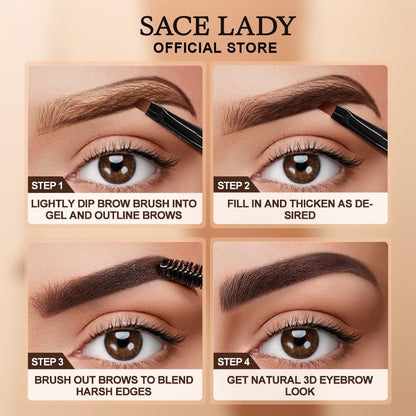 SACE LADY 3D Eyebrow Gel Waterproof, Light Brown, 0.2Fl Oz SACE LADY