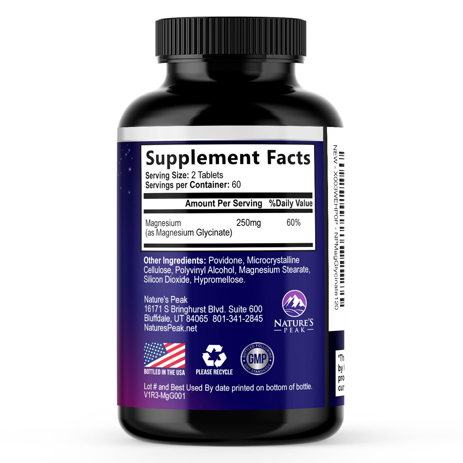 Magnesium Glycinate Supplement 250mg - 100% Chelated & Purified - to Support Sleep, Heart Health, Muscles, & Bone Strength - Best Absorption Magnesium Glycinate Capsules, Bottled in USA - 120 Tablets Nature's Peak buy australia supplements
