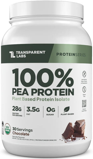 Transparent Labs 100% Pea Protein Powder - 28g Organic Plant Protein per Serving, Clean Pea Isolate Powder, USDA Organic, Vegan, Gluten-Free, Sugar-Free, Non-GMO - 30 Servings, Chocolate Transparent Labs buy australia supplements