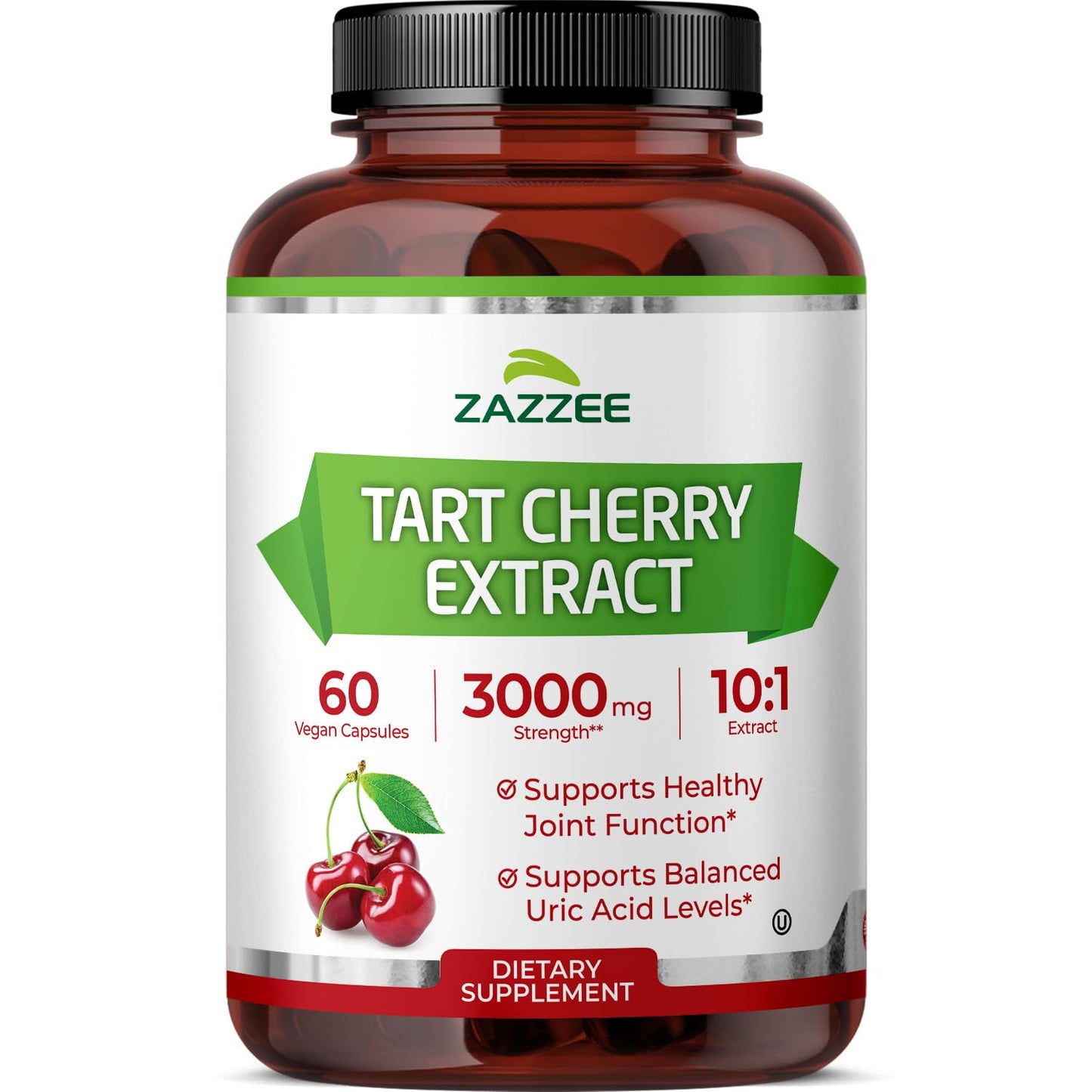 Zazzee Tart Cherry 10:1 Extract, 200 Vegan Capsules, 6+ Month Supply | Montmorency Cherry, Certified Kosher, Joint & Uric Acid Support, Antioxidant Support Formula, Non-GMO, Made in the USA Gsupps Australia