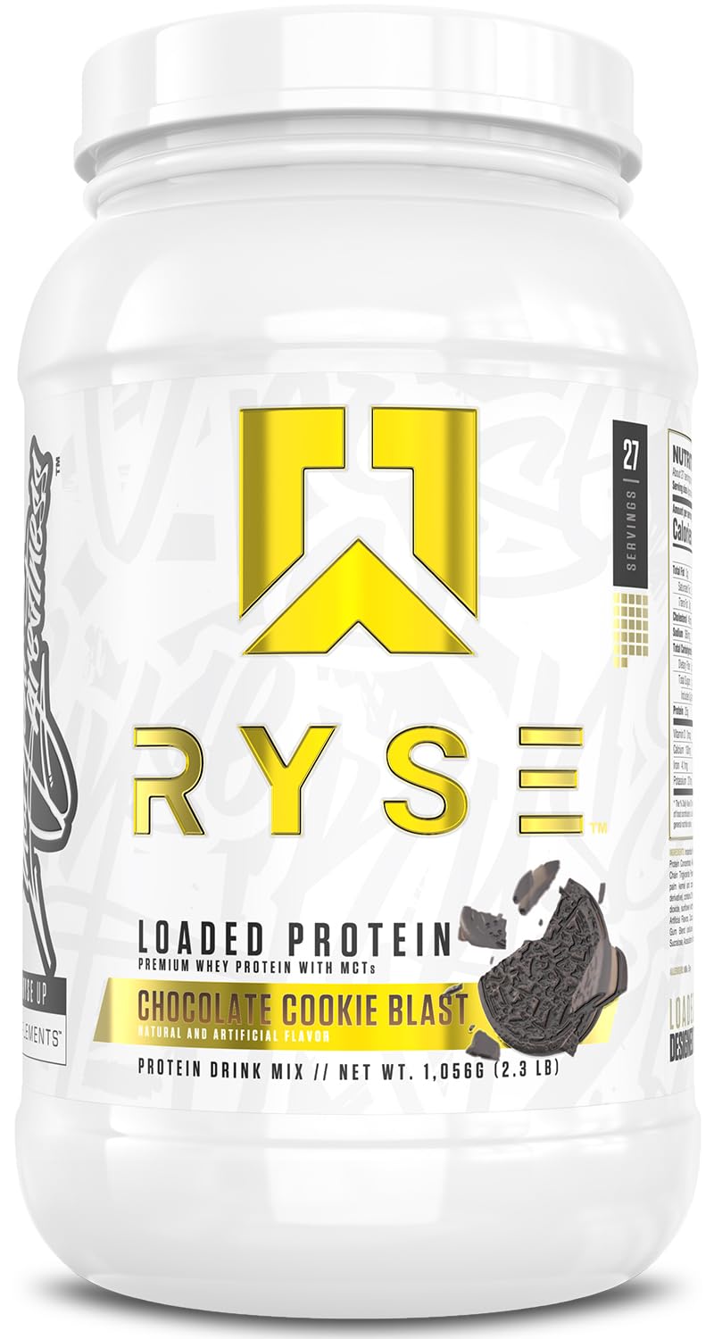 RYSE Loaded Protein Powder - Jet-Puffed Marshmallow - 25g Whey Protein Isolate & Concentrate with Prebiotic Fiber & MCTs - Low Carb, Low Sugar, Digestive-Friendly - 27 Servings / 2 lb Tub